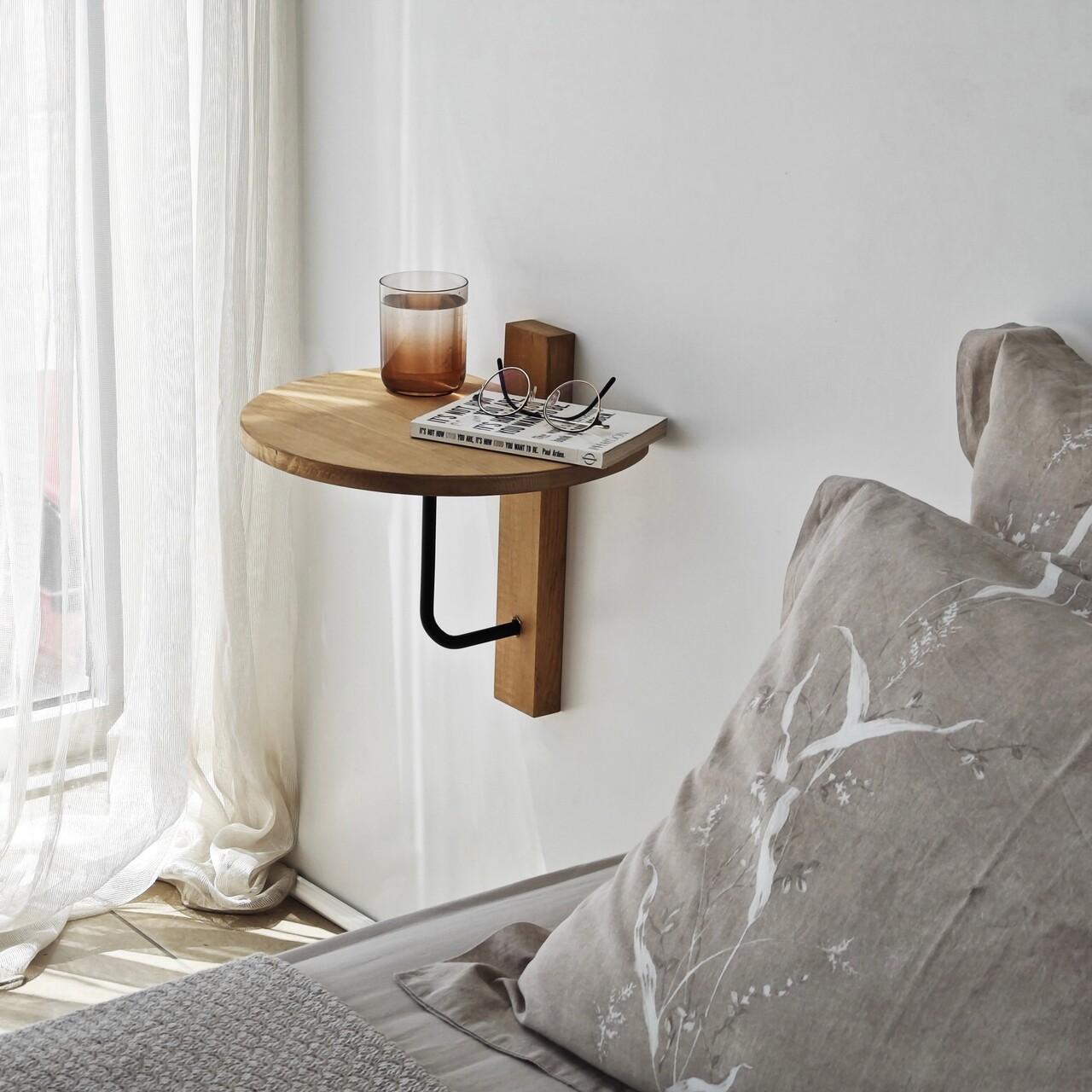 Raft de perete, Hanah Home, Reve, 35x35 cm, Negru / Stejar - imagine 7